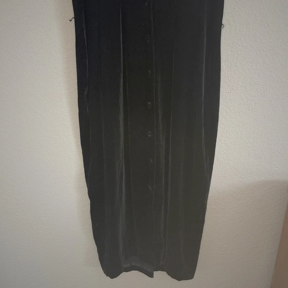 Vintage 90s Gothic Fairy Grunge Silk Velvet Button Front Midi Dress Womens 8